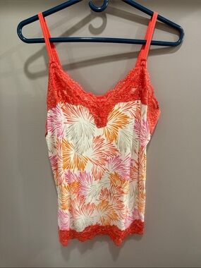 Lane Bryant Orange Lace-Trim Floral Print Camisole 14/16